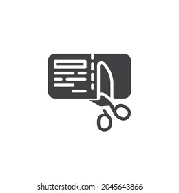 Coupon cut vector icon. filled flat sign for mobile concept and web design. Scissors and discount coupon glyph icon. Symbol, logo illustration. Vector graphics