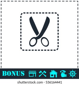 Coupon cutting icon flat. Simple vector symbol and bonus icon