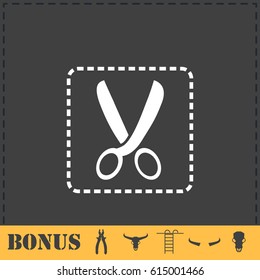 Coupon cutting icon flat. Simple vector symbol and bonus icon