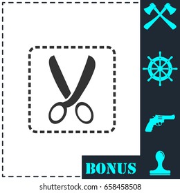 Coupon cutting icon flat. Simple vector symbol and bonus icon