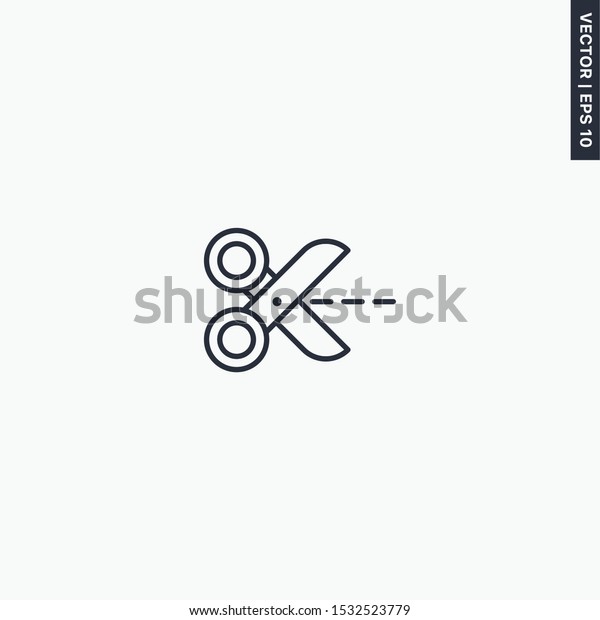 Coupon cutting icon, linear style sign for\
mobile concept and web design. Symbol, logo illustration. Pixel\
perfect vector graphics