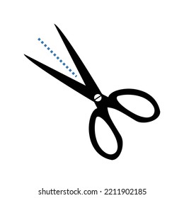 Coupon cutting line scissors icon | Black Vector illustration |