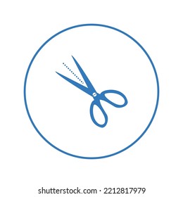 Icono de tijeras de línea de corte de cupones | Icono de versión circular |