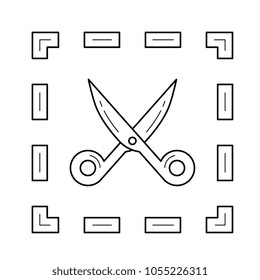 Coupon cutting vector line icon isolated on white background. Vector line icon of coupon cutting for infographic, website or app.