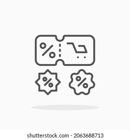 Coupon Discount icon. Editable Stroke and pixel perfect. Outline style. Vector illustration. Enjoy this icon for your project.