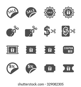 coupon and discount icon set, vector eps10.