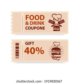 Coupon Fast Food. Gift Voucher Ticket Card. Coupon Food And Drink, Eating.