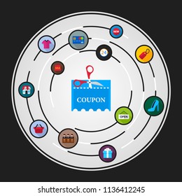 Coupon flat icons concept. Vector illustration. Element template for design.
