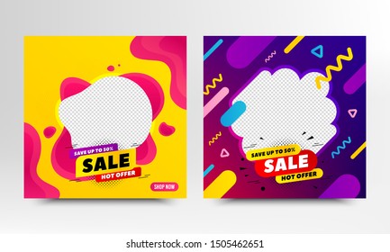 Coupon or flyer web banner templates. Sale and discount promo backgrounds. Email newsletter layouts. Banner for social media mobile apps. Sale fluid or liquid templates. Vector layouts