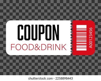 Coupon food and drink ticket card. Element template for graphics design. Vector illustration.