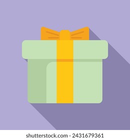 Coupon gift box icon flat vector. Party luxury surprise. Ribbon package