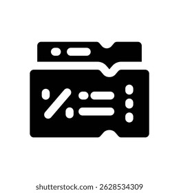 ícone de glifo do cupom. Ícone vetorial forte e sólido para sites, interfaces móveis, apresentações e marca visual. Alta qualidade e fácil de editar.