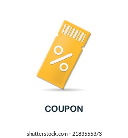 Coupon Icon. 3d Illustration From E-commerce Collection. Creative Coupon 3d Icon For Web Design, Templates, Infographics And More