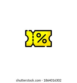 Coupon icon. E-commerce and online shopping icon. Simple, outline, flat, black, color.
