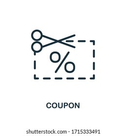 Coupon-Symbol Einfaches Element im Zeilenstil aus der Sammlung von E-Commerce-Symbolen. Pixel perfekt einfache Coupon-Icon für Web-Design, Apps, Software, Print-Nutzung.