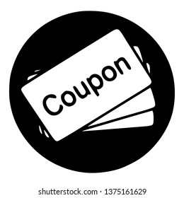 Coupon icon, logo, symbol, sign. Template isolated on white background. 2D simple flat Style graphic design. Black and white color.  Vector EPS10