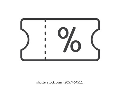 Coupon Icon On White Background. Shopping Voucher. Design For Website And Mobile Apps. Outline Icon.