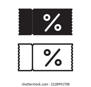 Coupon icon on white background. Coupon discount promotion sale. Shopping voucher. Flat design. Vector illustration