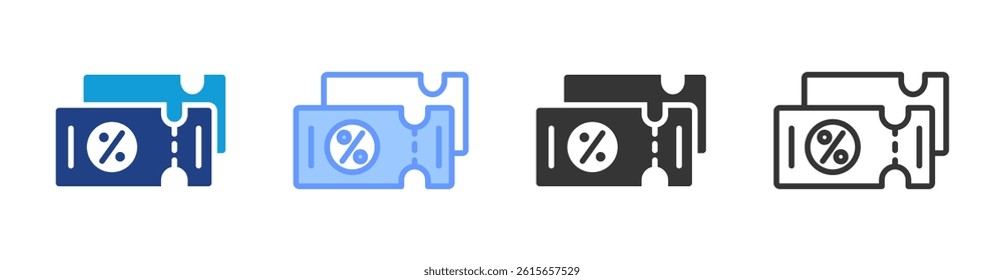 Coupon icon set multiple style collection