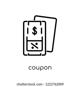 coupon icon. Trendy modern flat linear vector coupon icon on white background from thin line collection, outline vector illustration