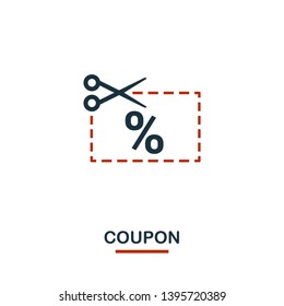 Coupon icon in two colors. Creative black and red design from e-commerce icons collection. Pixel perfect simple coupon icon for web design, apps, software, print usage.