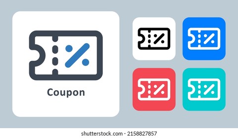 Coupon Icon - Vector Illustration . Coupon, Discount, Offer, Voucher, Sale, Shopping, Ticket, Line, Outline, Flat, Icons .