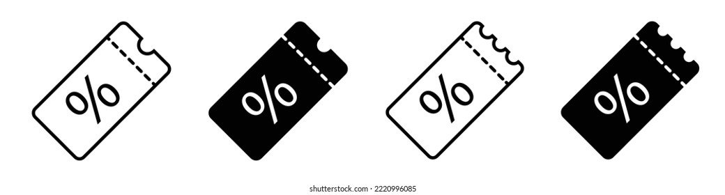 Icono de cupón. Icono de cupón. Icono de descuento, ilustración vectorial