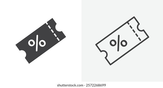 Coupon icons. flat and line style set