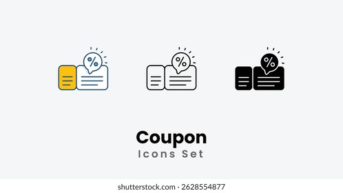 Coupon Icons thin line and glyph vector icon stock illustration