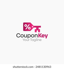 Coupon Key Logo Vector Template Design. Good for Business, Start up, Agency, and Organization