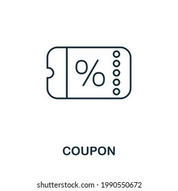 Coupon line icon. Simple outline illustration from e-commerce collection. Creative Coupon icon for web design, templates, infographics and more