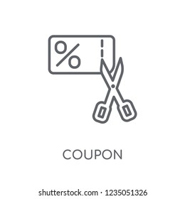 Coupon linear icon. Modern outline Coupon logo concept on white background from e-commerce and payment collection. Suitable for use on web apps, mobile apps and print media.