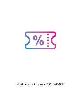 Coupon outline gradient icon vector