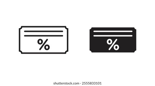 Coupon outlined and solid icon vector collection.