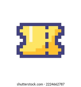 Icono de ui de color RGB pixelado de cupón. Estado de fidelidad del cliente. Código de descuento. Elemento gráfico de 8 bits rellenado simplista. Diseño de estilo retro para arcade, videojuegos. Imagen editable con vector aislado