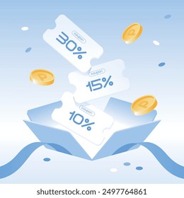 coupon point event discount lucky box vector illustration