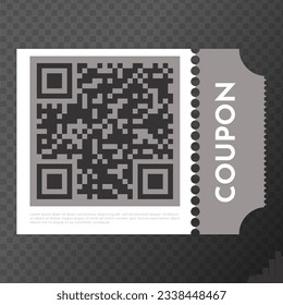 Coupon promotion sale. Coupon fashion ticket card. Coupon discount. Coupon barcode or qr code. Vector illustration EPS10