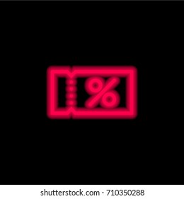 Coupon red glowing neon ui ux icon. Glowing sign logo vector