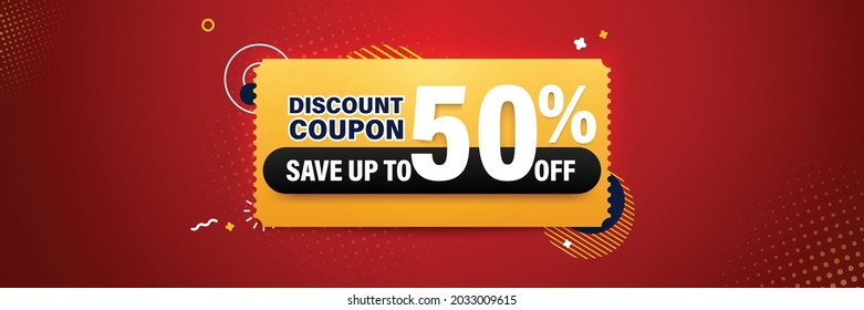 Coupon sale banner template design for web or social media.