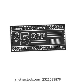 Coupon Sale Icon Silhouette Illustration. Paper Ticket Vector Graphic Pictogram Symbol Clip Art. Doodle Sketch Black Sign.