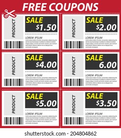 Coupon sale, offers and promotions vector template.