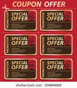 Coupon sale, offers and promotions vector template.