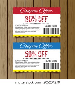 Coupon sale, offers and promotions vector template.