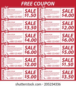 Coupon sale, offers and promotions vector template.