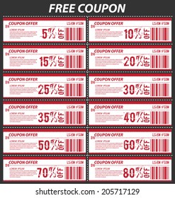 Coupon sale, offers and promotions vector template.