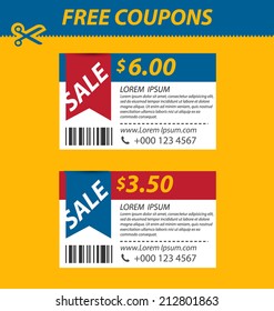 Coupon sale, offers and promotions vector template.