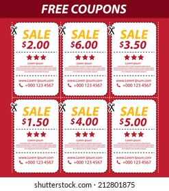 Coupon sale, offers and promotions vector template.