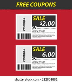 Coupon sale, offers and promotions vector template.