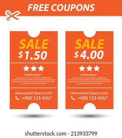 Coupon sale, offers and promotions vector template.