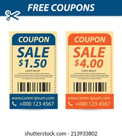 Coupon sale, offers and promotions vector template.
